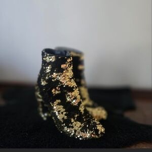 Steve Madden Black and Gold Heeled Boots